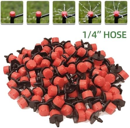 Adjustable Irrigation Drippers 1/4" Drip Irrigation Drippers Micro Plant Water Dripper System Garden Connector Watering & Self(100 PC DRIPPER) - Image 3