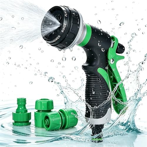 Ultimate 8-Mode High-Pressure Hose Nozzle - Heavy Duty Garden Water Spray Gun with Ergonomic Grip for Car Washing, Pet Showering, and Yard Cleaning (green) by Qacksv