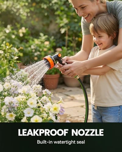 RAINPOINT Garden Hose Nozzle - 100% Heavy Duty Metal Thumb Control Spray Nozzles for Garden Hose High Pressure, 10 Pattern Water Hose Nozzle for Car Wash, Watering Lawn, Pets, Bright Orange - Image 4