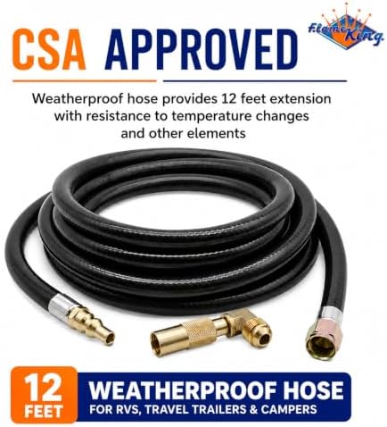 Flame King Propane 12ft RV Quick Connect Hose Adapter for 17" or 22" BlackStone or Flame King Griddle - Image 3