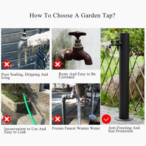 Stainless Steel Outdoor Column Garden Water Faucet with Hose Stand Balck - Image 3