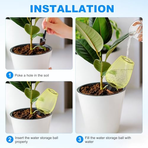 M METERXITY 3-Pack Plant Self Watering Globes, 5.1 oz Plastic Rose Water Bulbs Top Fill for Indoor/Outdoor Plants, Self Watering Spikes Slow Release Terracotta [Yellow] - Image 4