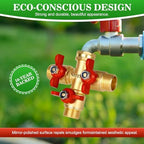3 Way Hose Splitter, Solid Brass High Volume 3 Way Hose Splitter Valve with Metal Handle, Heavy Duty High Flow Spigot Splitter with Shut off Valve, 3/4 Inch Garden Tap Splitter - Image 4