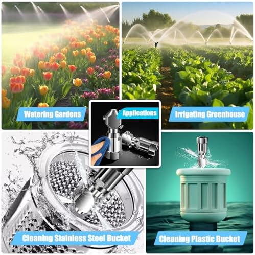 3/4" Portable Rotary Cleaning Nozzle with 3 Jet, Head Internal Thread Washing Nozzle 360° Rotating Stainless Steel Washing Spray Nozzle for Indoor/Outdoor Cleanings (3/4" Internal Thread) - Image 4