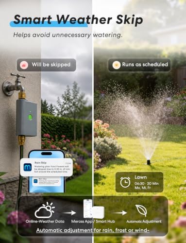 meross WiFi Water Timer for Garden Hose, Brass Inlet & Outet, Rain Skip - Image 3
