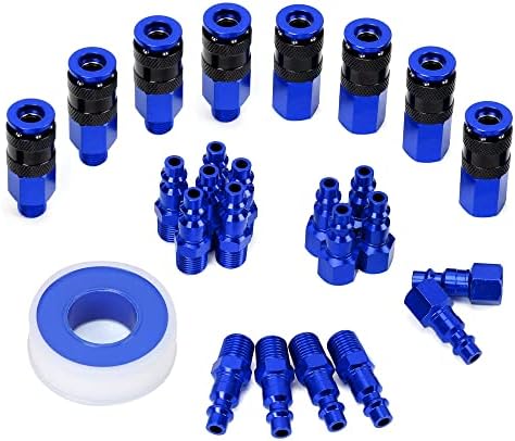 Aluminum Air Fittings, 1/4" NPT, 25 Pieces, Blue by FYPower