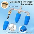 3-in-1 Turbo Nozzle Pressure Washer 4000 PSI 360° Rotating Turbo Nozzle with 1/4" Quick Connector 2.5 Orifice Triple Tips (Blue) - Image 3