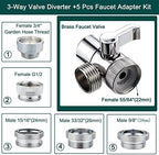 Kitchen Faucet Hose Attachment, Sink Sprayer Attachment with Sprayer Replacement Head, 79” Recoil Hose, Pressurized Faucet Aerator and Diverter Valve (5 Adapters) for Washing Fruit/Dishes, Pet Shower - Image 4