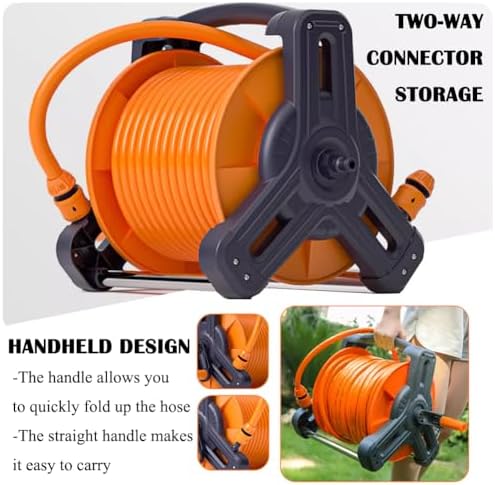 Wall Mounted Hose Holder, Household Flushing Floor Hose Trolley, Agricultural Irrigation Portable Hose Trolley, Hand Crank Hose Reel Hose Storage Holder,40m - Image 5
