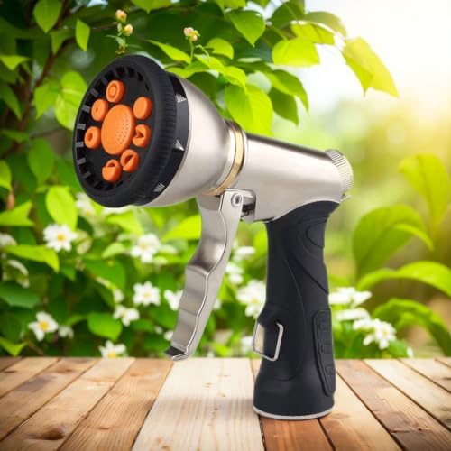 Hose Spray Nozzle 9 Adjustable Modes Heavy Duty Metal Hose Nozzle Slip - Image 3