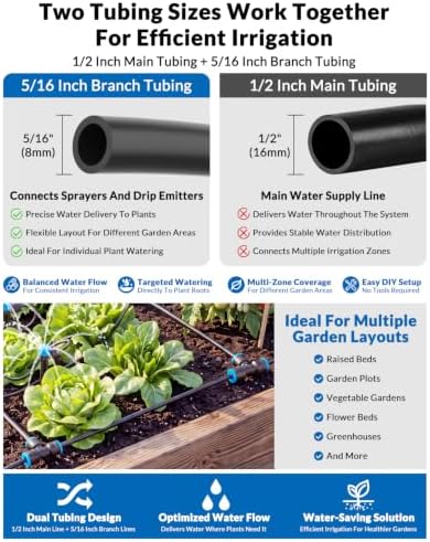 CICKATA 230FT Drip Irrigation System Kit, 20-45 PSI Water Flow Rate 40GPH - Image 6