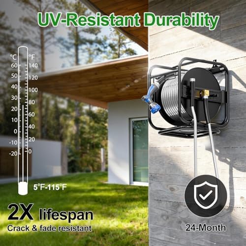 SPECILITE Garden Hose Reel With 100Ft Metal Water Pipe, 360° Rotation Frame - Image 6