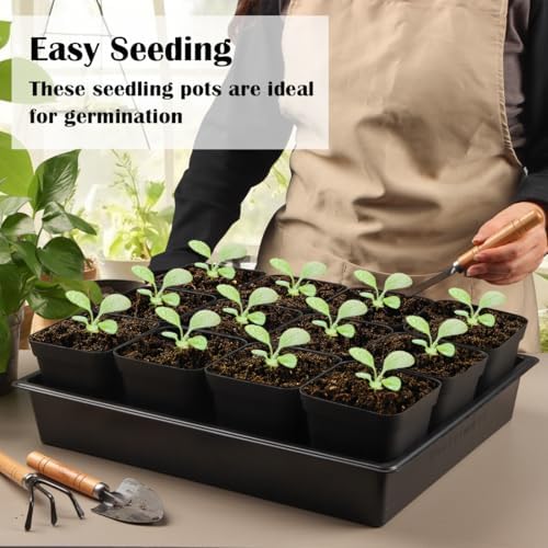 RooTrimmer 3.15 inch (8CM) Square Nursery Pots 100 pcs, Sturdy Seedlings Trays 5 Pcs, Seeds Starter Germination Tray, Microgreening Planter Nursery Propagation 5 Sets - Image 6