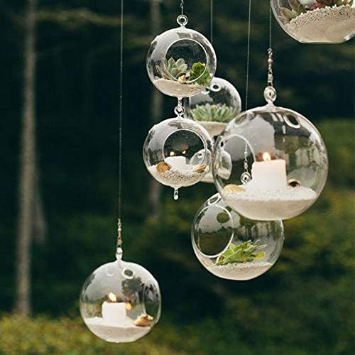 WGV Hanging Terrarium Globe, Width 4", Height 4.75", DIY Air Succulent Planter, Clear Glass Vase Orb with Flat Bottom, Candle Holder for Windowsill Outdoor Garden Decor, 6 Pieces Bulk - Image 6
