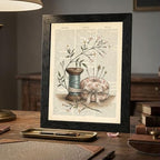 Framed Canvas Wall Art Vintage Sewing Kit Jasmine Earthy Sepia Botanical Spool Canvas Print Poster Black Frame Wall Decor for Craft Room Studio Cottagecore, Antique Encyclopedia Art - 12x16 Inch - Image 7