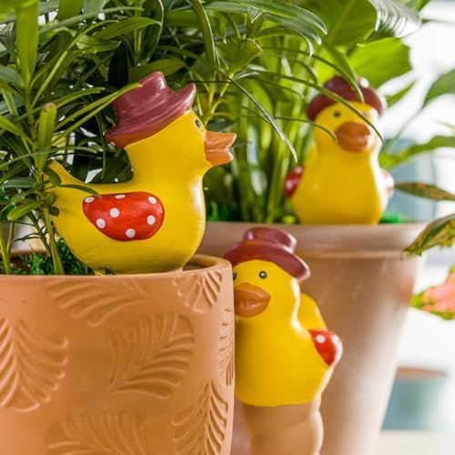 4pcs Cute Duck Shaped Terracotta Plant Watering Spikes for Indoor Plants Self-Watering Stakes Automatic Drippers for Potted Garden Use Random Color - Image 4