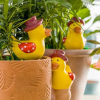 4pcs Cute Duck Shaped Terracotta Plant Watering Spikes for Indoor Plants Self-Watering Stakes Automatic Drippers for Potted Garden Use Random Color - Image 4