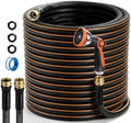 Garden Hose, 50ft 5/8" Heavy Duty Rubber Water Hose w/ 10-Mode Spray Nozzle, 550 PSI Burst, 360° Anti-Kink Swivel Connectors, All-Weather Flexible, Leakproof 3/4" Brass Male to Female Fittings by GOCHIFIX