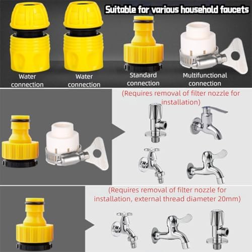 High Pressure Hose Nozzle Sprayer, Home High-Pressure Car Wash Water Gun with Booster Nozzle and Hose, Jet Nozzle Power Washer for Garden Hose for Plant Watering Lawn Car (E) - Image 3