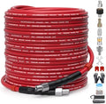 Sewer Jetter Kit for Pressure Washer – 150ft Water Jet Drain Cleaning Hose 5800PSI 1/4 Inch NPT Corner with Sewer Cleaning Tool High Pressure Nozzles and Spanner Waterproof Tape by TUTULUCK