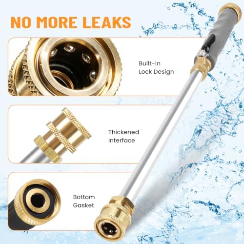 2026 Upagraded Jet Nozzle Power Washer for Garden Hose, Pressure Washer Wand with 3 Different Nozzles and Hose Quick Connectors for Car, Patio,Pet,Window, Grey - Image 4