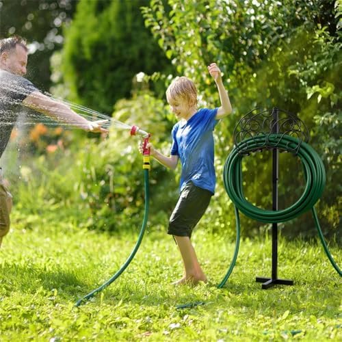 Freestanding Garden Hose Holder, Detachable Metal Hose Stand with Anchor Base, Outdoor Hose Storage Rack for Yard, Lawn, Patio, Black - Image 7
