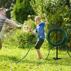 LOVEZOE Detachable Freestanding Hose Holder for Outdoor, Metal Garden Hose Stand with Wall Mount Option, Holds 150 ft Hose, 41.5 Inch Height, 28 Inch Hook Height, Black, Includes Shelf Attachment - Image 6