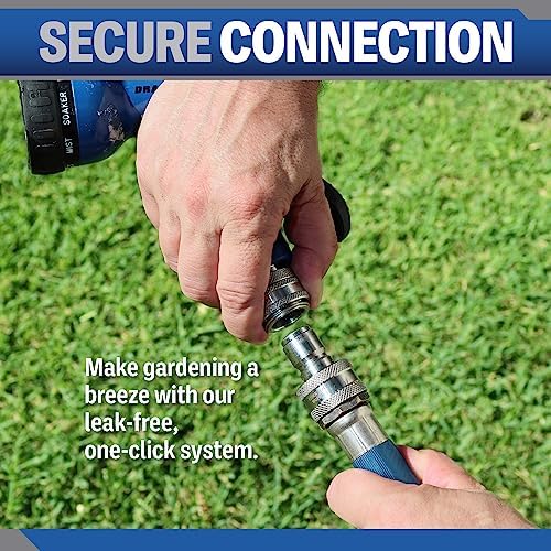 Essential Washer Stainless Steel ¾” Garden Hose Quick Connect Fittings | One Hand Operation Design | 1 Plug & 3 Coupler Set - Image 7