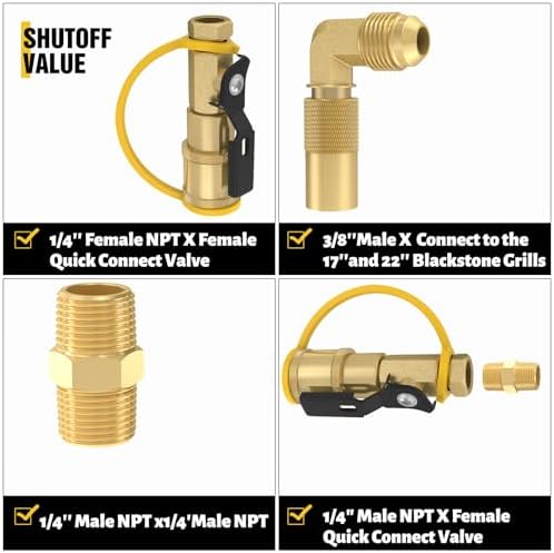 NQN 18 FT Quick Connect Propane Hose for RV to Gas Grill, RV Quick Connect with 1/4" Safety Shutoff Valve, LP Quick Disconnect Propane Hose with Elbow Adapter for Blackstone 17"/22" Griddle - Image 2