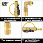NQN 18 FT Quick Connect Propane Hose for RV to Gas Grill, RV Quick Connect with 1/4" Safety Shutoff Valve, LP Quick Disconnect Propane Hose with Elbow Adapter for Blackstone 17"/22" Griddle - Image 2