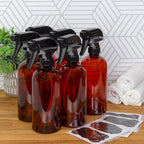 Cornucopia Brands 16oz Amber PLASTIC Spray Bottles w/Heavy Duty Mist & Stream Sprayers & Chalkboard Labels (6-pack); PET #1 Plastic Bottles, BPA-Free - Image 2