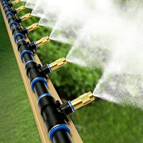Plant Watering Devices 300 200 160 100 60 30 Ft High Pressure Drip Irrigation Kits, 4 Spray Brass Nozzles, for Outside Patio Misting Cooling ﻿(10m/32.8ft) by Unknown