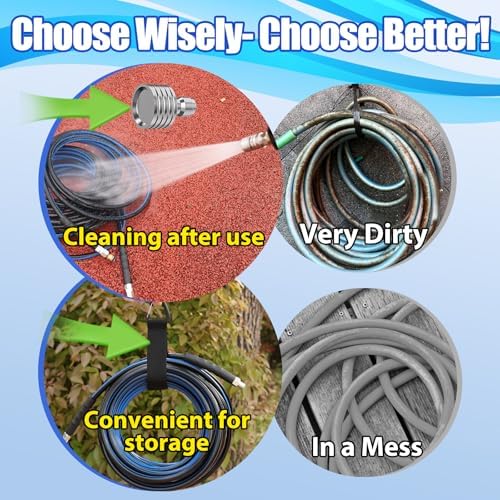 Sewer Jetter Kit for Pressure Washer(200FT),1/4" NPT Drain Cleaner Hose 5800PSI with 3 Sewer Jet Nozzles，Pearl Corsage Pin，Marking Ring,Spray Nozzle，Teflon Tape&Gloves - Image 2