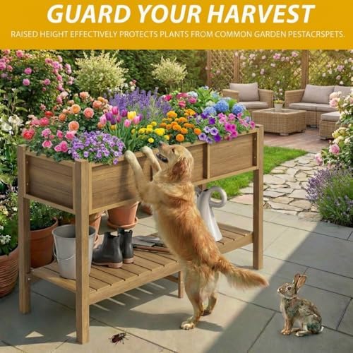 DWVO 48x18x30in Raised Garden Bed HDPE, Poly Wood Planter Box Stand,Weather-Resistant Planter Box with Legs, Elevated Garden Bed for Backyard, Patio, Balcony,Brown - Image 2