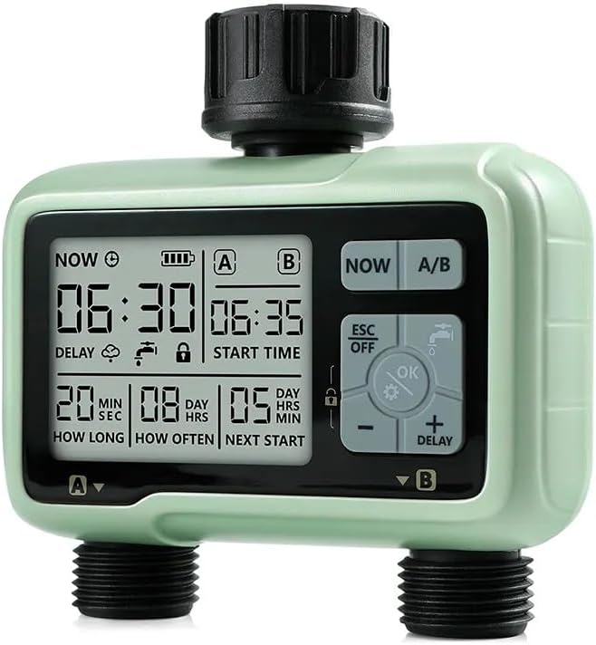 LABART Digital Water Timer 2 Zone for Garden Farming Plants Hose Faucet Outlet Programmable Home Irrigation Taps System Controller Flow with Child Lock Mode Auto & Manual Off Rain Delay - Image 3