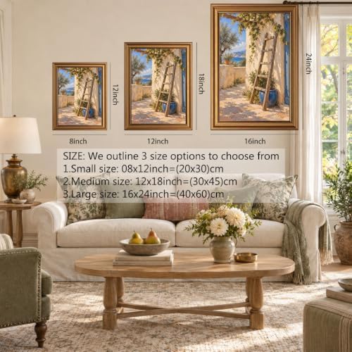Wooden Ladder and Blue Ceramic Jar Gold Framed Poster for Entryway Art - Image 2