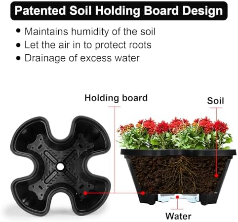 GameXcel Vertical Planter Tower - 7 Tier Stackable Garden Planters with Wheels and Garden Tool Set Plant Pots for Strawberry Herb Flower and Vegetable Indoor Outdoor Use Black - Image 2
