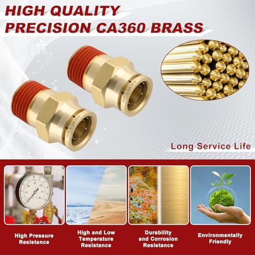 DOT Approved Male Straight Brass Union 5/8" Tube x 1/2" NPT, 10PCS - Image 2