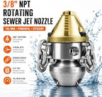 Anrain 3/8" NPT Sewer Jet Nozzle, 70L/min High-Pressure Drain Cleaner with Sharp Tip & Removable Chains, Compatible with 70L/min Pressure Washers for Pipe Blockages (Roots, Deposits) - Image 3
