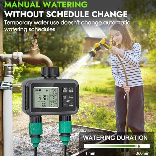 2 Zone Sprinkler Timer Programmable Water Timer with Rain Delay Watering Irrigation for Yard Lawn - Image 5