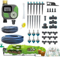 Drip Irrigation System for Garden with Water Timer Plug-in Quick Connection Drip Irrigation Kit 5/16“ID and 1/4 Inch Pipe Auto Watering System for Garden Spray, for Greenhouse, Lawn, Potted Plants by Winbomgo