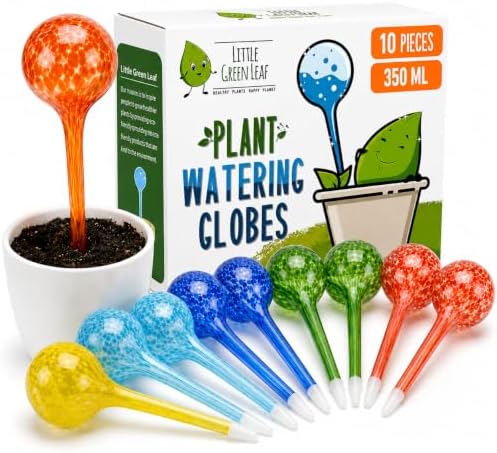 Plant Watering Globes 10 Pack– Self Watering Bulbs, Indoor & Outdoor Plants by LittleGreenLeaf
