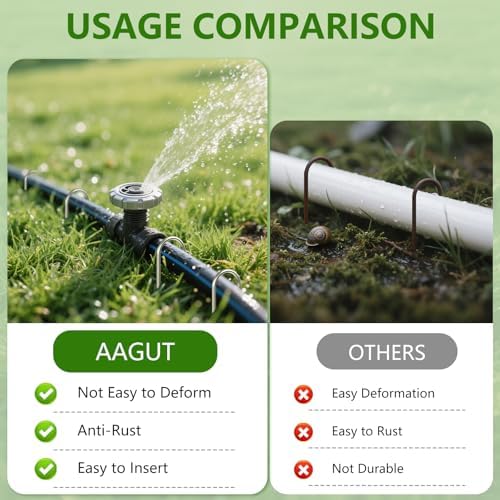 AAGUT U Shaped Garden Stakes 6 Inch, Galvanized Landscape Staples for Tube - Image 4