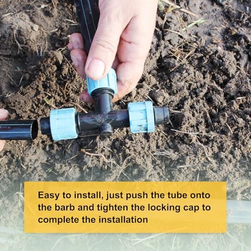 M METERXITY 20-Pack Drip Irrigation Barbed Locking Fittings, for 5/8 Inch(16mm) 3 Way Tee Tubing Irrigation Coupling for Greenhouse/Aquarium/Garden Watering System, Drip Irrigation Parts - Image 4