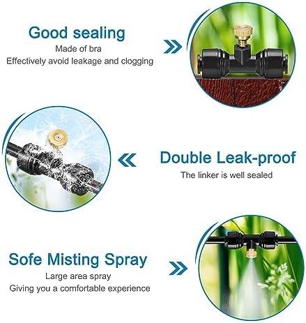 uxcell Misting Cooling System, 75FT(23M) Misting Line +28 Mist Nozzles +3/4" Brass Adapter, Misters for Outside Patio Garden Greenhouse Umbrella - Image 4