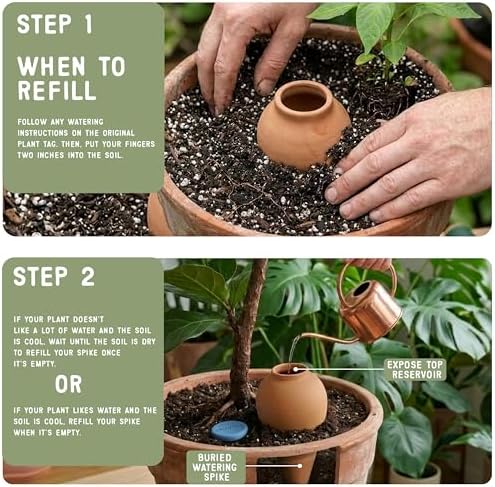 2-Pack 16 oz Terracotta Pot | Self Watering Spikes for Indoor Plant Pots - Image 6
