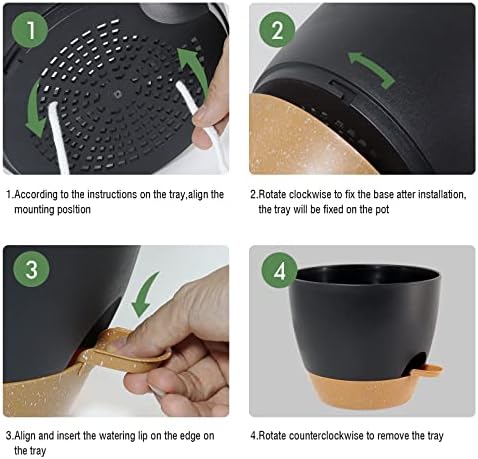 UOUZ 12inch 2Pack Large Self Watering Planters, Plastic Plant Pots with 60oZ Removable Deep Reservoir and Multi Mesh Drainage Holes for Indoor Outdoor Garden Plants and Flowers, Black with Brown - Image 4