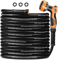 Garden Hose 50ft Heavy Duty Water Hose with 10 Function Spray Nozzle, Flexible and Durable, Lightweight Rubber Hybrid Hose, Leak-Free Connections, Male to Female Brass Fittings for Garden, Lawn, Yard by Omont