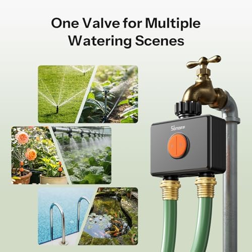 SONOFF SWV-ZF2U Hydro DUO Zigbee Smart 2 Zone Sprinkler Timer, Brass Inlet, IP65, Type-C & 4 AA Battery Powered, Weather-Adaptive with Flow Meter for Garden, Requires Zigbee Hub, Compatible with HA - Image 5