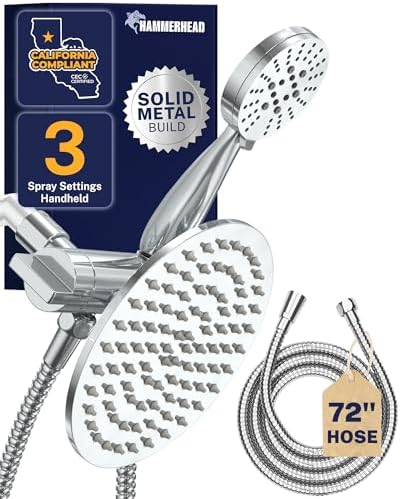 HammerHead Metal Dual Shower Head Combo With 3-Spray Handheld and Rainfall by HammerHeadShowers